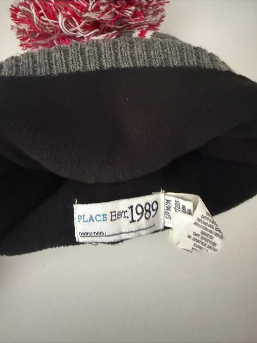Children’s Place Kids Knit Pom Beanie Hats Orange/Black, Gray/Red